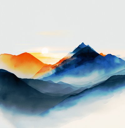 Sombras de montañas azules serenas, lienzos e impresiones artísticas de F. Abderrahim