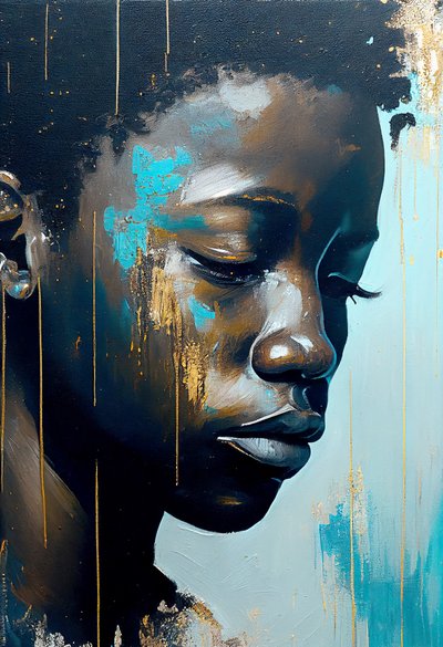 Joven africano abstracto en lienzo, Impresiones murales de F. Abderrahim