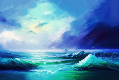 pintura abstracta paisaje marino color pastel, lienzo  Impresiones artísticas online de F. Abderrahim