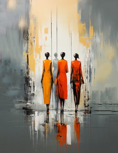 gente caminando en una calle, mujer pintura abstracta, pared Impresiones de arte de F. Abderrahim