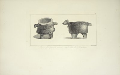 Jarrones en granito, encontrados en la costa de Honduras, ilustración de "Vues des Cordillères et Monumens des Peuples Indigènes de l