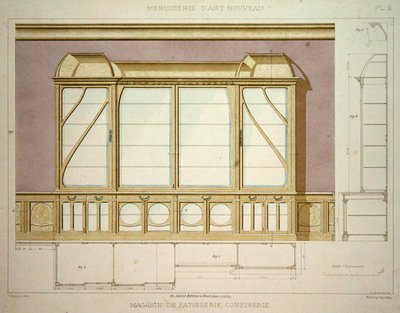 Diseño para un gabinete de exhibición de pastelería, ilustración de 