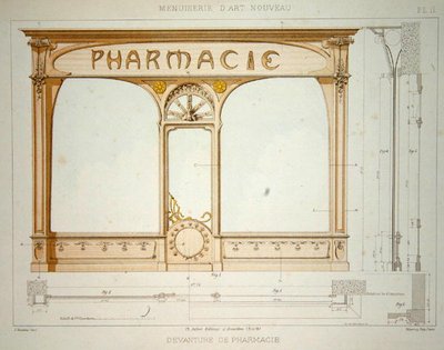 Diseño para el frente de una farmacia, ilustración de 