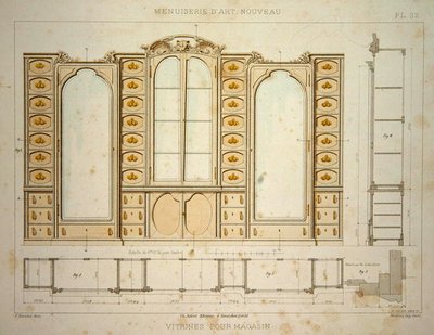 Diseño para un gabinete de exhibición de tienda, ilustración de 