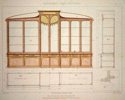 Diseño para un gabinete de exhibición de tienda, ilustración de 