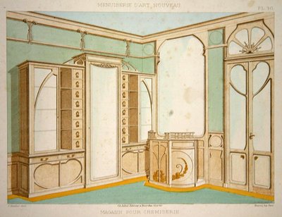 Diseño de interiores para una tienda de camisería, ilustración de 