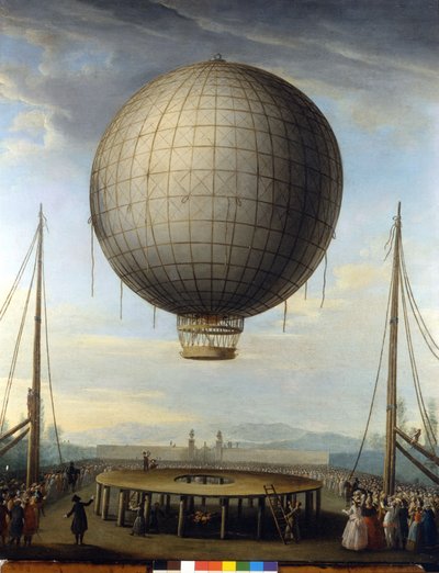 El ascenso de Paolo Andreani el 25/2/1784 en Milán. Pintura de F. Battaglini. de F. Battaglini