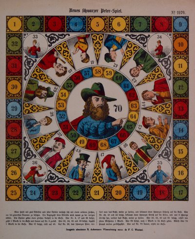 Juego de Schwarzer Peter, o Black Peter, hoja suelta publicada por Ackermann, Wissembourg de F. C. Wentzel