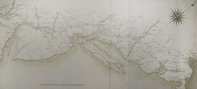 Mapa general de los campamentos y marchas del ejército en América por órdenes de Rochambeau, detalle del lado derecho, de 
