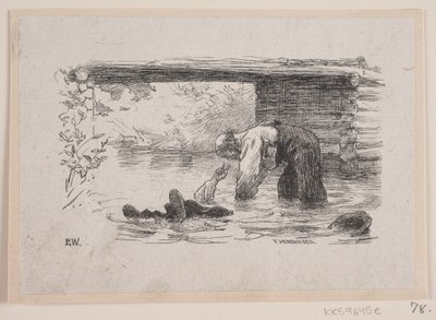 Ilustración para "Kjærringen mod strømmen" de F. Hendriksen