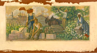 Estudio mural Abundancia de Hoy, Oficina de Correos de Clarksville, Tennessee, ca. 1937-1938 de F. Luis Mora