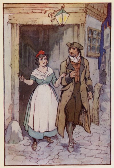 Ilustración de Historia de dos ciudades de Charles Dickens (litografía en color) de F. M. B. Blaikie