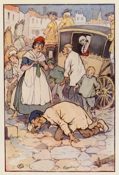 Ilustración de Historia de dos ciudades de Charles Dickens (litografía en color) de F. M. B. Blaikie
