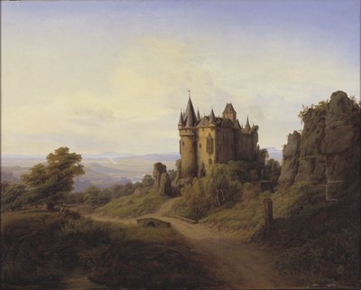 El castillo Bürresheim en el río Eifel de F. Sødring