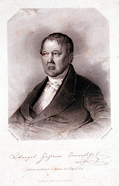 Retrato de Wenzel Johann Tomaschek (1774-1850) grabado por Albert Henry Payne (1812-1902) de F. T. (after) Mayer