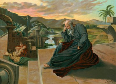 Jeremías lamentando la desgracia de Jerusalén de F. Xumetra