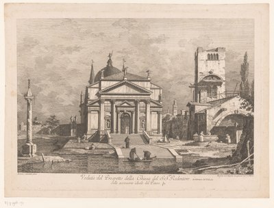 Vista de Il Redentore en Venecia Veduta del Prospeto della Chiesa del S.S.mo Redentore (título sobre el objeto) Vistas de Venecia según los diseños de Canaletto (título de la serie) de Fabio Berardi