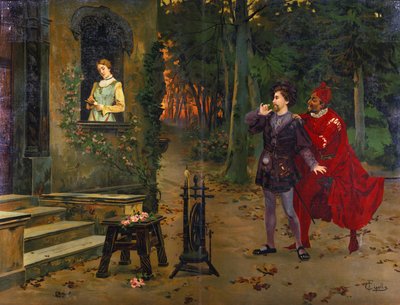 El encuentro con Margarita. Mefisto (Mefistófeles). Ilustración de “Fausto”, Ópera de Charles Gounod (1818 - 1893) de Fabio Cipolla