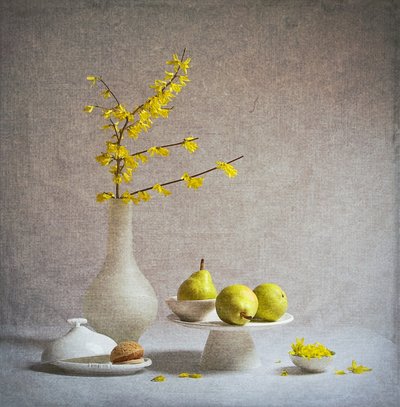 Flores amarillas, peras verdes de Fangping Zhou
