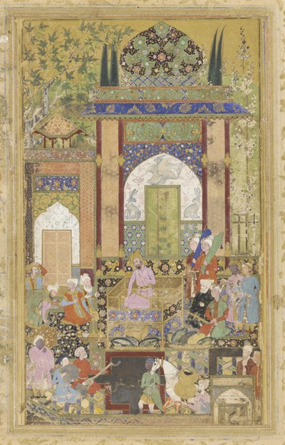 Babur recibe a un cortesano, 1580-85 de Farrukh Beg