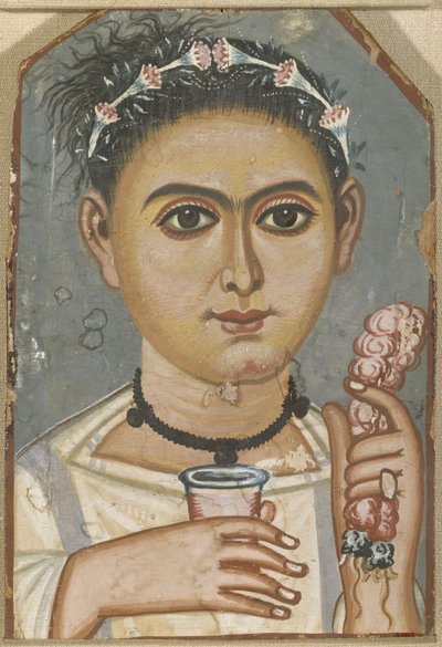 Niño con una guirnalda floral en el cabello, ca. 200-230 de Fayum mummy portraits