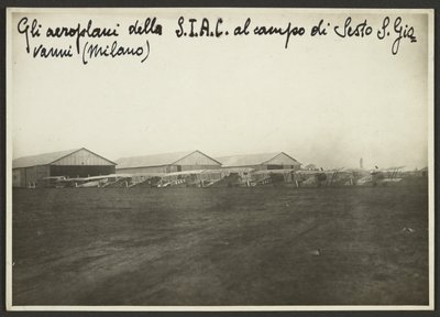 Los aviones de la S.I.A.C. en el campo de Sesto S. Giovanni (Milán) de Fedele Azari