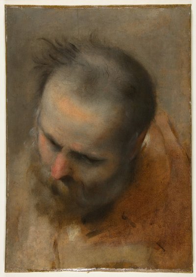 Cabeza de un hombre barbudo mirando hacia la parte inferior izquierda (Nicodemo) de Federico Barocci