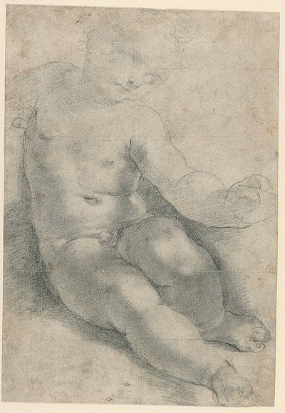 Estudio para el Niño Jesús de la Virgen de San Simón (anverso); Estudio de un paisaje (reverso) de Federico Barocci