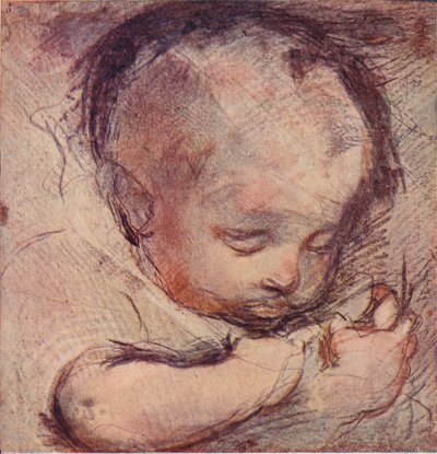 Estudio de un bebé durmiendo, siglo XVI, 1903 de Federico Barocci