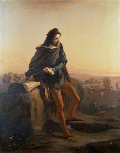 Cola di Rienzo contemplando las ruinas desde lo alto de Roma de Federico Faruffini