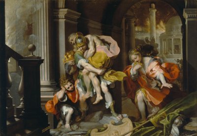 Eneas y Anquises escapando de Troya, c.1587 de Federico Fiori Barocci or Baroccio