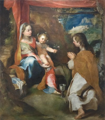 Virgen con el Niño y San Juan Evangelista, c.1565 (óleo sobre lienzo) de Federico Fiori Barocci or Baroccio
