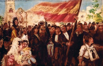 Plaza San Antonio de Cádiz el día de la jura de la Constitución de 1812 (óleo sobre lienzo) de Federico Godoy y Castro