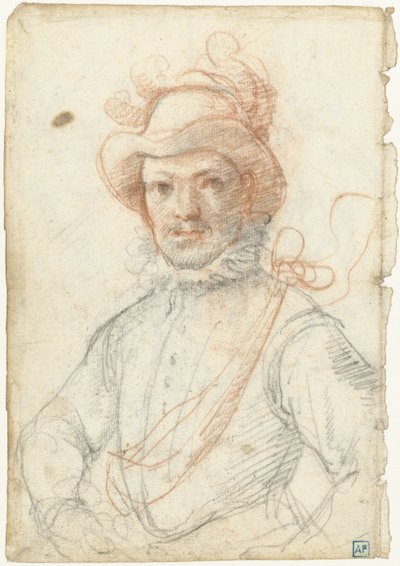 Retrato de un guerrero, con sombrero emplumado de Federico Zuccaro