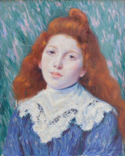 Muchacha con cuello blanco, c.1890 (óleo sobre lienzo) de Federigo Zandomeneghi