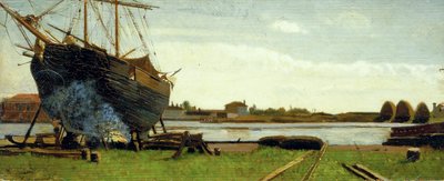 Barco en el muelle de Federigo Zandomeneghi