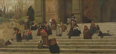 Los pobres en los escalones del Convento de Ara Coeli en Roma, 1872 de Federigo Zandomeneghi