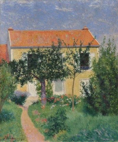 El tejado rojo, c.1882-83 (óleo sobre lienzo) de Federigo Zandomeneghi