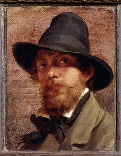 Pintura ""Autorretrato"" de Feodor Andreyevich Bronnikov (1827-1902) 1856 State V. Tropinin-Museum, Moscú de Fedor Andreevich Bronnikov