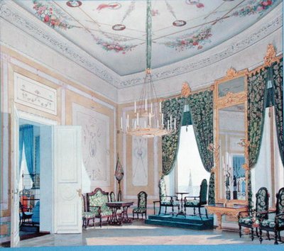 Sala de dibujo en el Palacio Nikolai (Tchudov) en el Kremlin, 1847 de Fedor Andreevich Klages