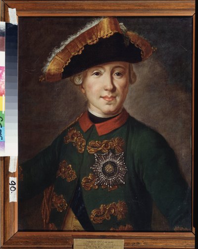 Retrato del Zar Pedro III de Rusia (1728-1762). Pintura de Fyodor (Fedor o Fiodor) Stepanovich Rokotov (1735-1808), óleo sobre lienzo. Arte ruso del siglo XVIII. Museo de Arte M. Tuganov de Osetia del Norte, Vladikavkaz (Vladicaucasus) (Rusia). de Fedor Stepanovich Rokotov