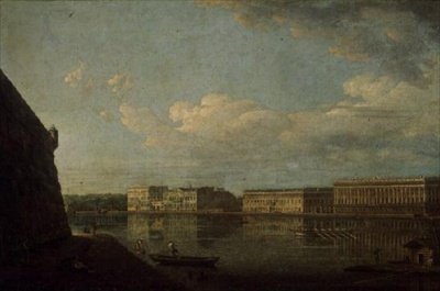 Vista del terraplén del Palacio desde la Fortaleza de San Pedro y San Pablo, 1794 de Fedor Yakovlevich Alekseev