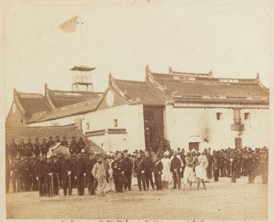 2º Regimiento Belooch de Infantería Nativa, Bombay, fuera de la Casa de Joss de Ning Po, China de Felice Beato