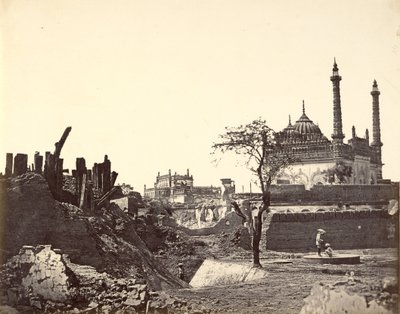 Batería cerca de Begum Kotie. Segundo Ataque de Sir Colin Campbell en marzo de 1858 de Felice Beato