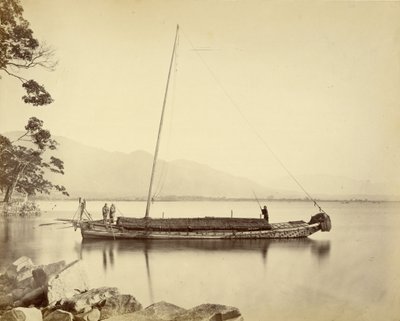 Barco en el lago Biwa de Felice Beato
