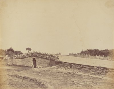 Puente de Palichian cerca de Pekín, escena de la lucha con las tropas imperiales chinas, 21 de septiembre de 1860 de Felice Beato