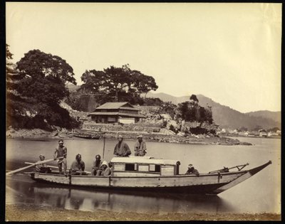 Casa flotante japonesa y tripulación de Felice Beato
