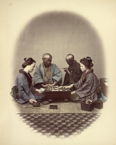 Japoneses jugando al go de Felice Beato