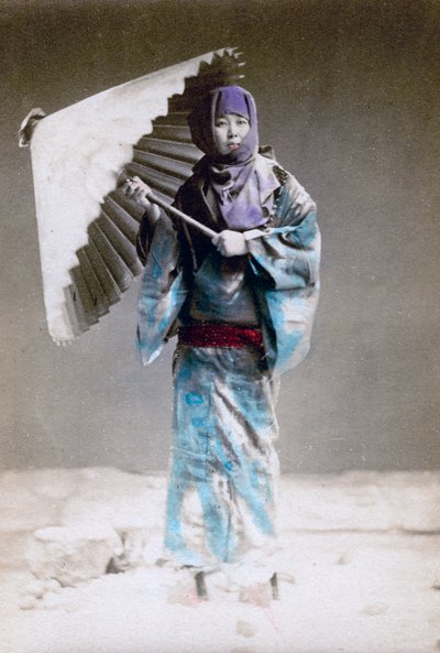 Museme, mujer en traje de invierno, Japón, 1882 de Felice Beato
