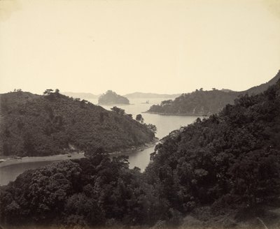 Isla Pappenberg en la Entrada de la Bahía de Nagasaki de Felice Beato